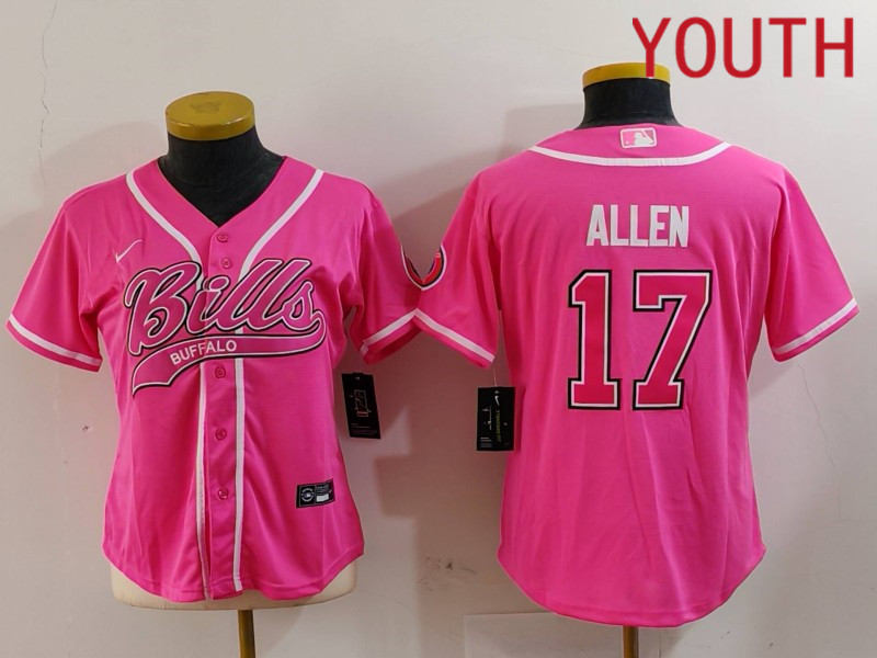 Youth Buffalo Bills #17 Allen Pink Joint Name 2024 Nike Limited NFL Jersey style 912->youth nfl jersey->Youth Jersey